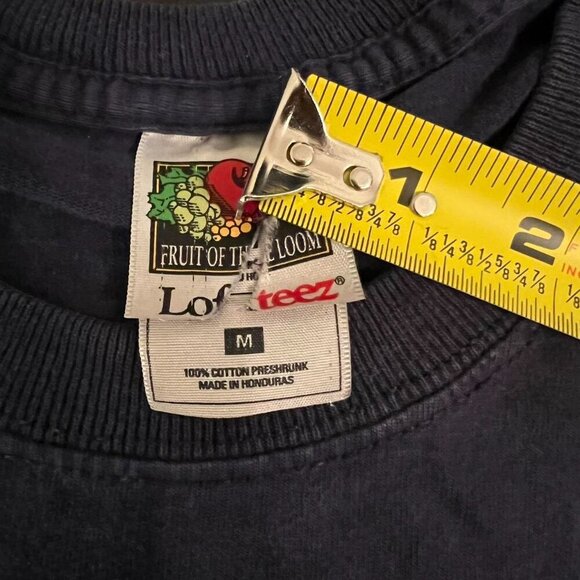 Y2K 2000 USA Eagle Graphic Tee Fruit of the Loom M Navy Blue Vintage Grunge Tee - Picture 6 of 7